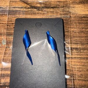 Blue Twisted Ribbon Earrings